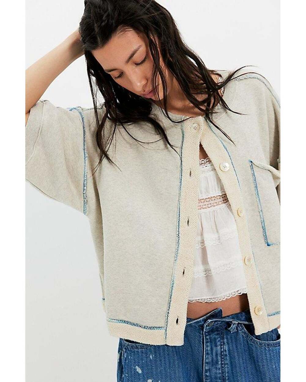 Free People Matilda Sweatshirt, Grey, NWT, Size L